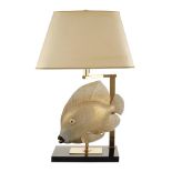 A porcelain and brass table lamp France, 20th century h. 79 cm.