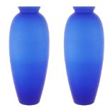 A pair of large blue satin glass vases Murano, 20th century h. 77 cm.