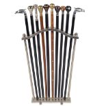 Set of 10 walking sticks 20th century 97x50,5x6 cm.