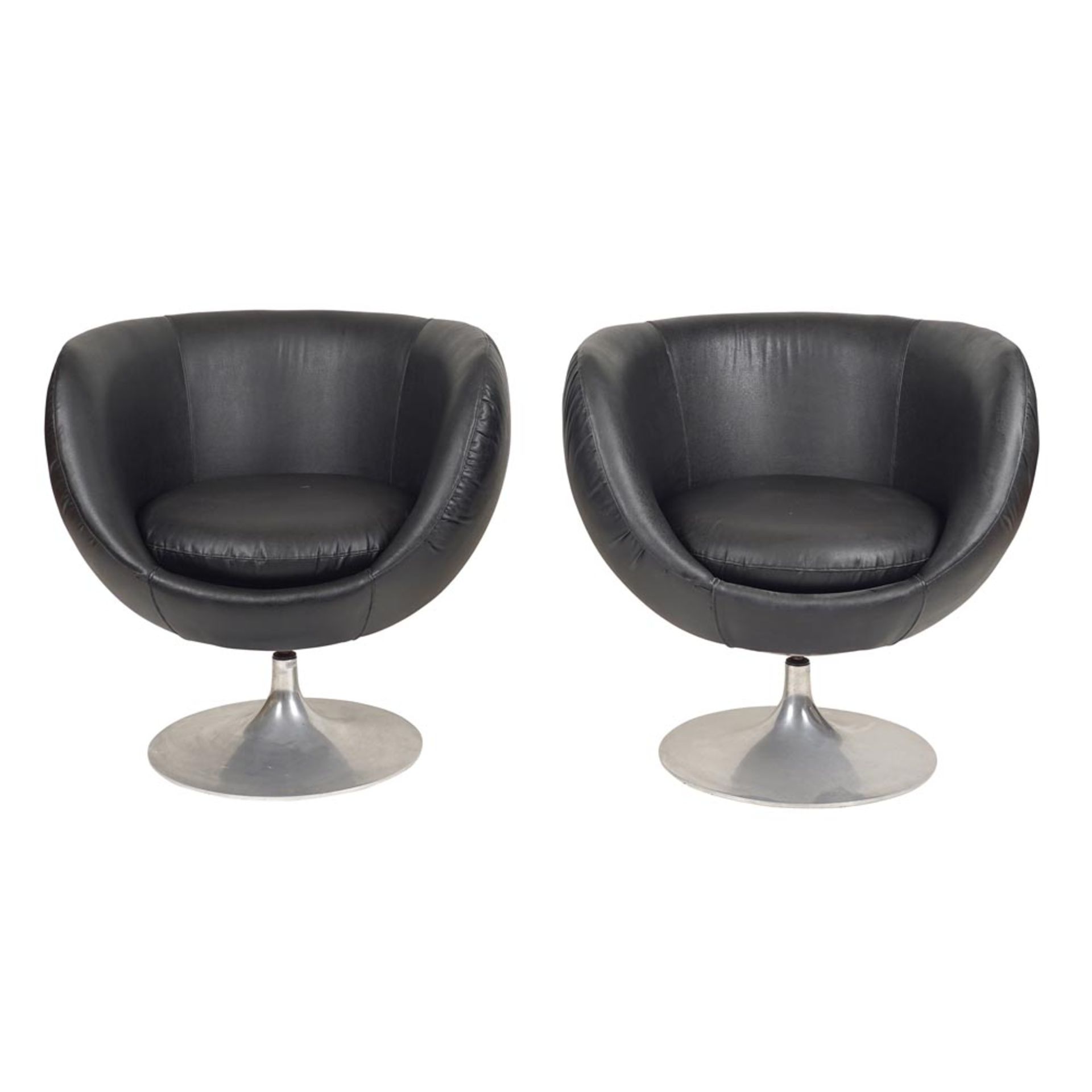 A pair of vintage eco-friendly leather revolving armchairs Italy, '70ies 71x64x54 cm.