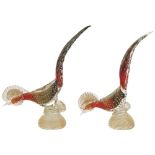 A pair of colored glass birds Murano, 20th century h. 32 cm.