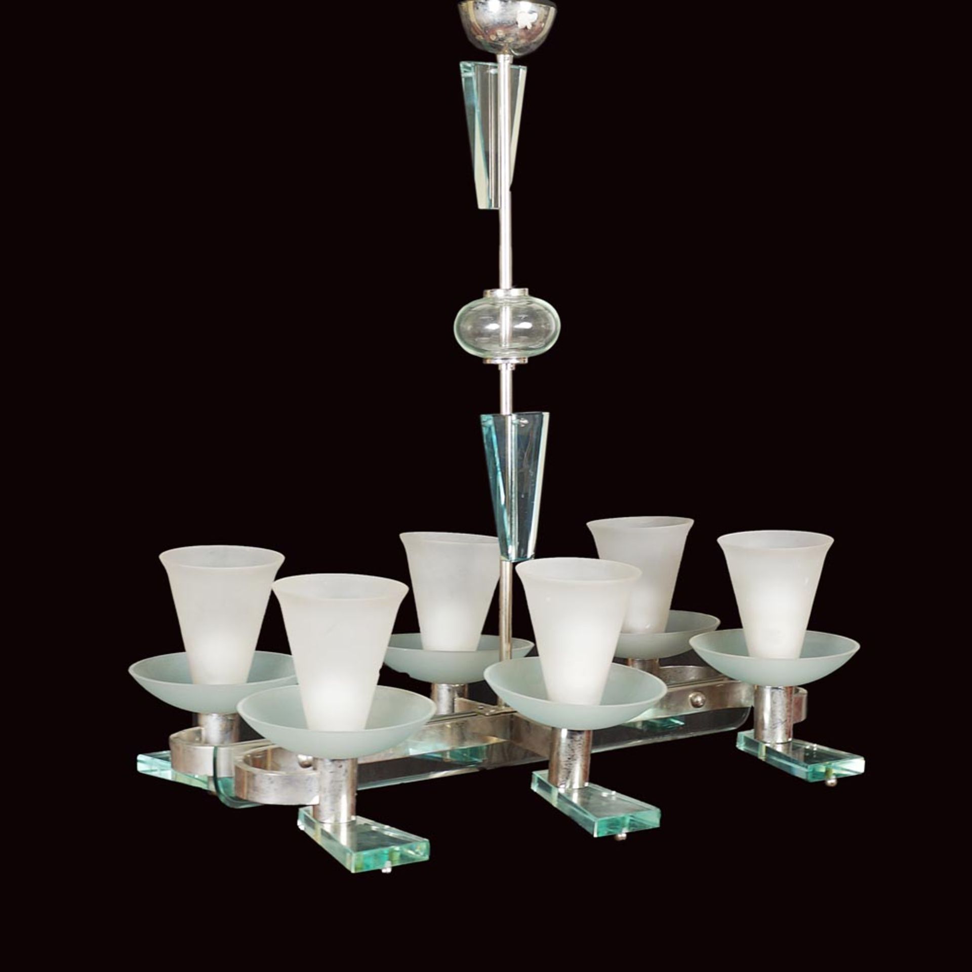 A six lights suspension lamp mid 20th century 110x70x42,5 cm. - Bild 2 aus 2