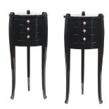 A pair of black laquered wooden sideboards modern manifacture 88x40x31 cm.