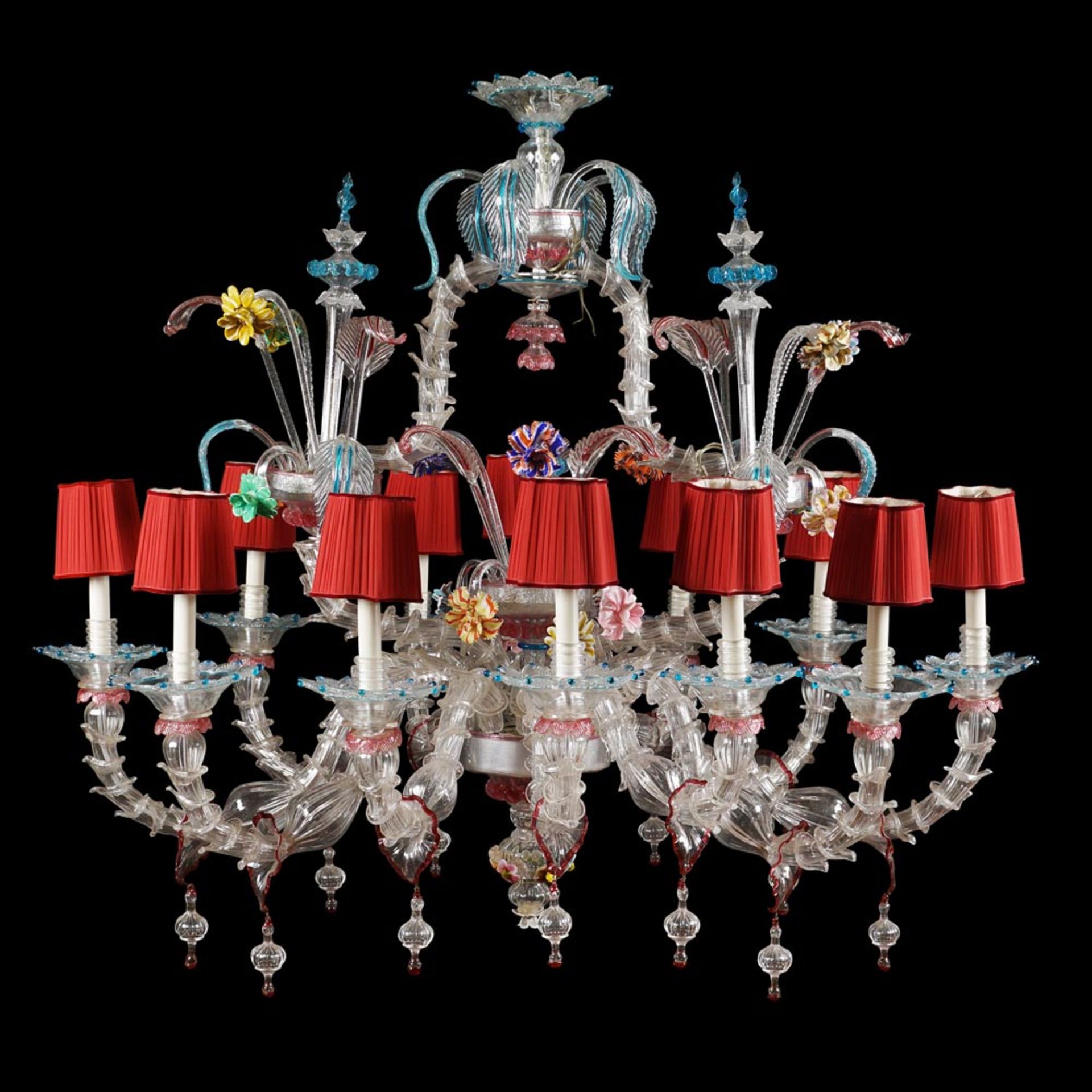 A 12 lights Rezzonico chandelier Murano, old manifacture 110x130x94 cm.