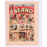 Beano 166 (1941). Propaganda war issue. V for Victory morse code to front page header. Pansy