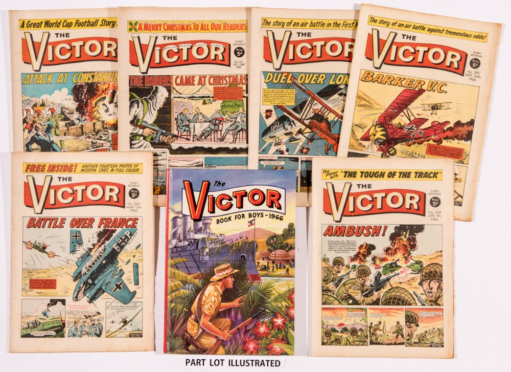 Victor (1966-68) 254-363. Near complete run missing No 287. With Victor Book For Boys 1966. No 282