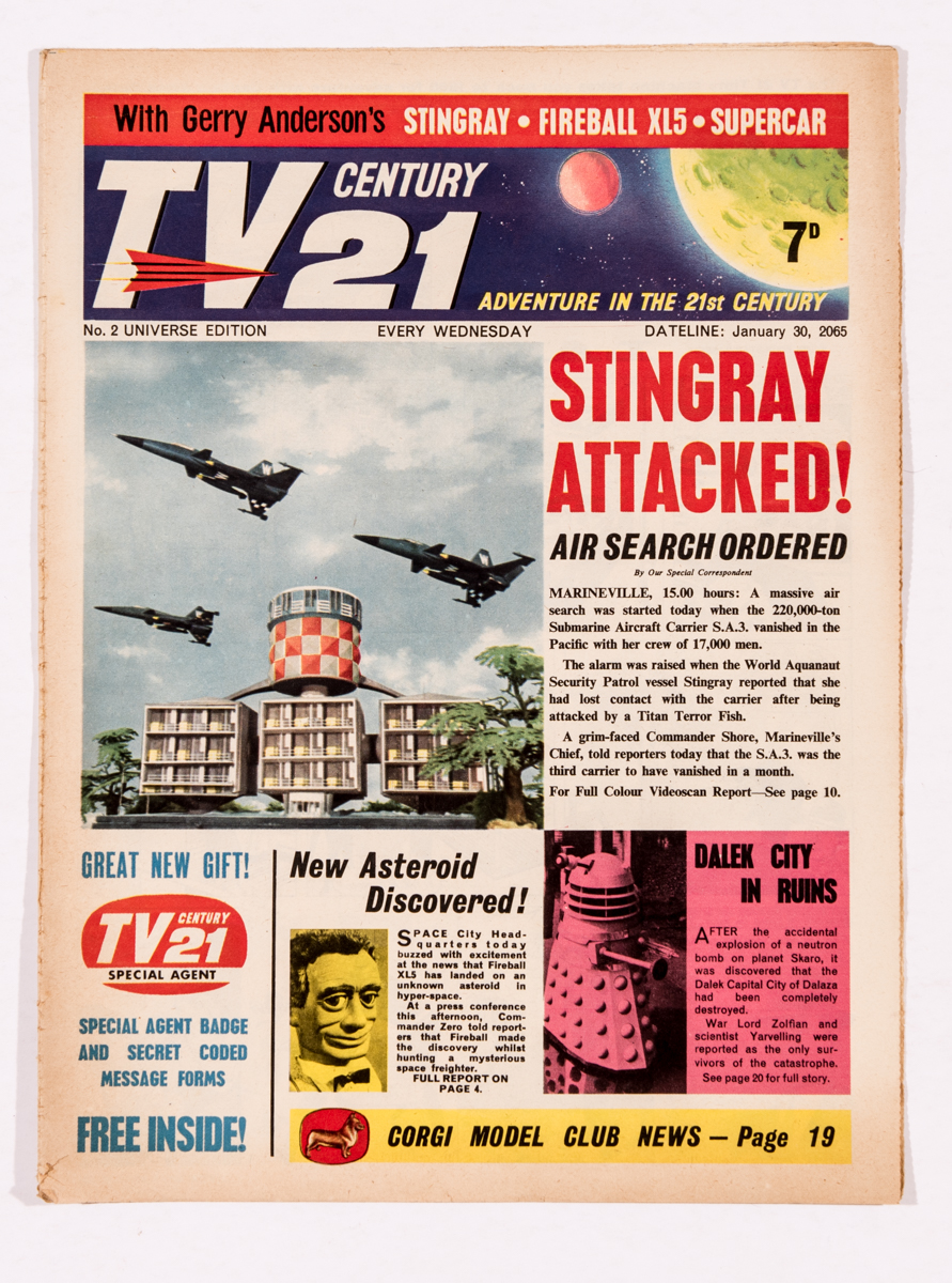 TV Century 21 No 2 (1965). Bright covers, some spine wear and light tan to lower page margins [vg+]