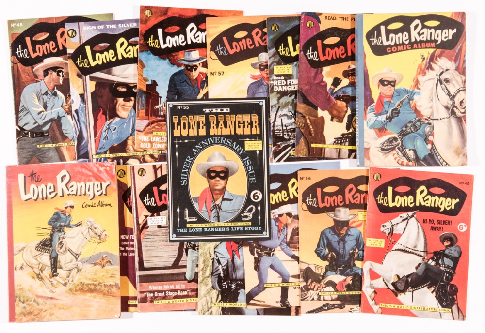 Lone Ranger (1957 WDL) 44-57. With Lone Ranger Comic Album 4, 5. Albums [vg], comics [fn-/vfn] (16)