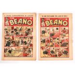 Beano (1941) 154, 155. No 154: torn pages with some cover margin loss [gd-], No 155: 3 ins cover