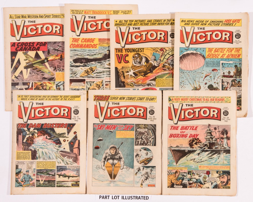 Victor (1961-62) 5, 11, 22-87, 89-97 Xmas. Starring Braddock and Dixon of the Disaster Squad [vg/