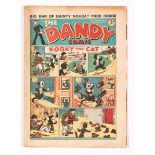 Dandy No 11 (1938). Korky's a yowling success. Bright cover colours, cream/light tan pages [vg+]