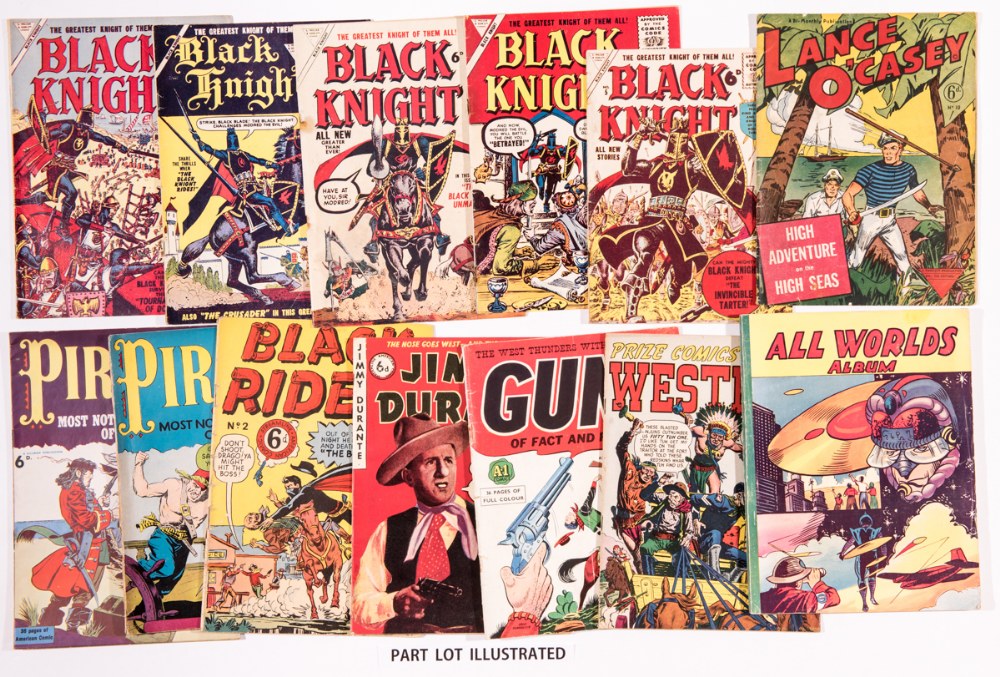 US Adventure reprints (1950s) publ. by L. Miller / Streamline +. Black Knight 1-5, Pirates, 3 x n.