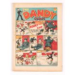 Dandy No 10 (1938). Korky skates his name in ice. Bright covers, cream/light tan pages with foxing