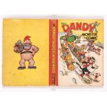 Dandy Monster Comic (1945). Desperate Dan skis on logs! Good boards with edge wear and bumped