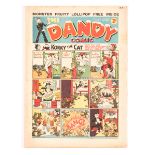 Dandy No 53 (1938). First snow-capped Merry Christmas cover with ad for first Dandy Monster Comic.