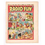 Radio Fun 6 (1938) with Radio Fun Music Hall double page signed by artist George Parlett. Bright