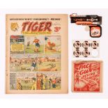 Tiger comic no 1 (1954) with free gift Space Gun and 5 press-out Flying Saucers in card (6