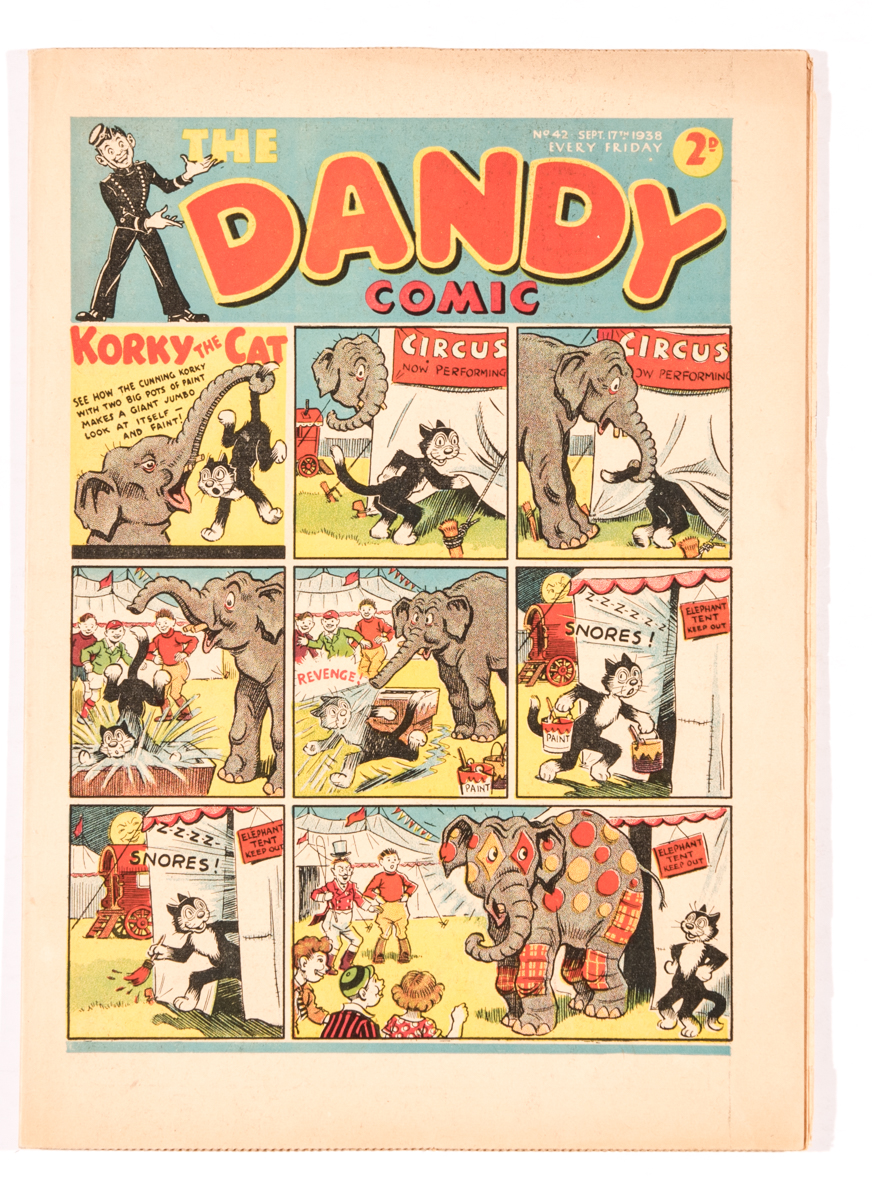 Dandy No 42 (1938). Jumbo fancy dress. Bright covers, interior cream pages with some minor