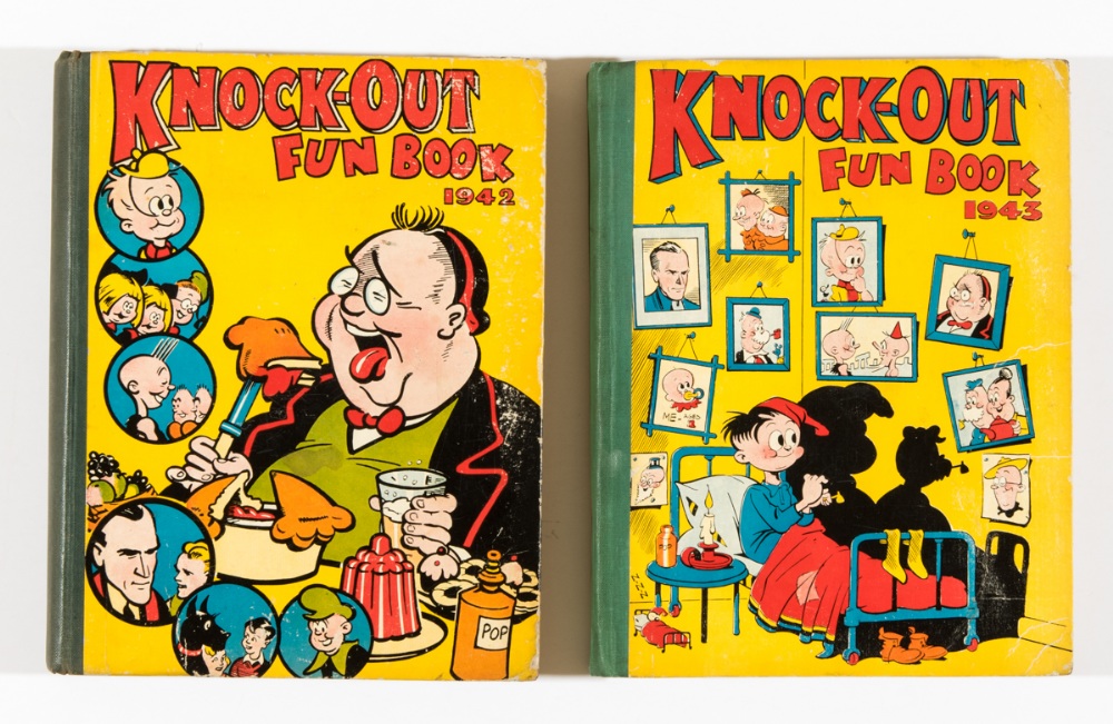 Knock-Out Fun Books 2, 3 (1942-43). Propaganda war stories. 1942: bright boards with some scuffs, no