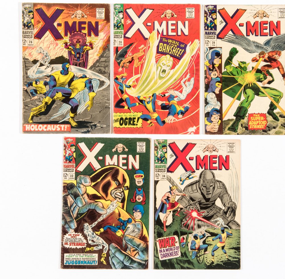 X-Men (1966-67) 26, 28, 29, 33, 34. All cents copies [vg-/vg] (5). No Reserve