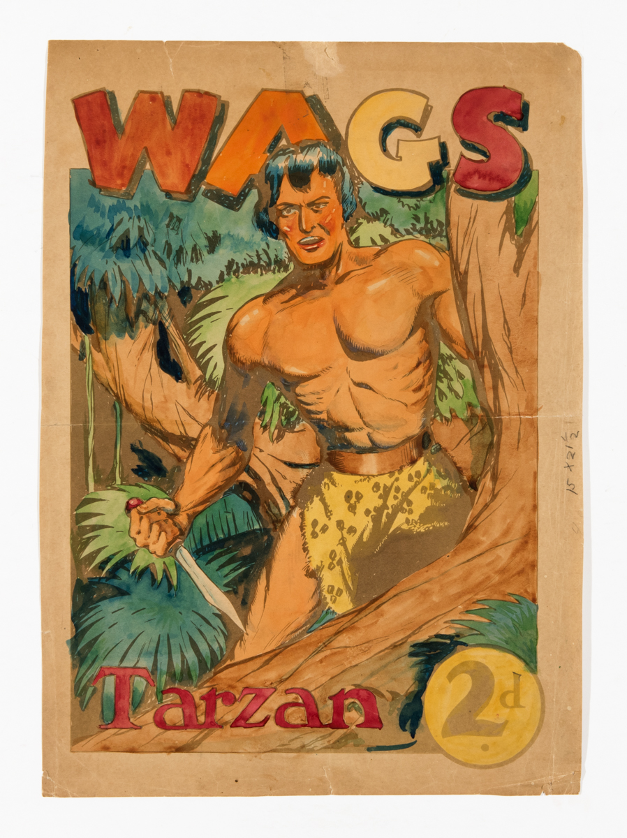 WAGS Tarzan front cover colour guide (1930s) from Iger Studios. WAGS was a British/Australian weekly