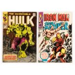 Hulk 105 (1968) with Iron Man and Sub-Mariner 1 (1968). Both cents copies [vg-/vg] (2). No Reserve