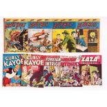 L. Miller No 1s and early issues (1950s). Blue Bolt 1-4, Curley Kayoe 1, 2, Foreign Intrigues 1 [