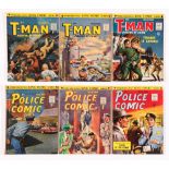 T-Man 1-6 with Police Comic 1-6 complete sets (1950s) Archer Press. Starring T-Man, Red Rocket,