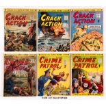 Crack Action 1-6 with Crime Patrol 1-6 complete sets (1950s) Archer Press. Starring Phantom Lady,