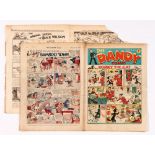 Dandy Comic No 4 (1937). First Christmas issue. Light tan pages with well-worn and torn overhang