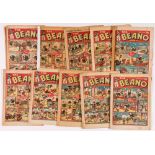 Beano (1940) 87-89, 93, 108, 113-115, 118, 119. Propaganda war issues. Low grade, well worn, taped