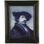 Delft Painting on Tile, Portrait of Rembrandt. Delft Painting on Tile, Portrait of Rembrandt. Signed