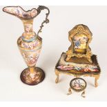 Viennese Enameled Ewer and Dressing Table with Music Box. Viennese Enameled Ewer and Dressing