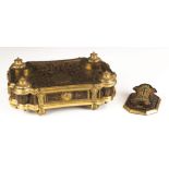 Boulle and Gilt Bronze Desk Set with Inkwells with a Letter Clip. Boulle and Gilt Bronze Desk Set