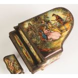 Viennese Musical Enameled Grand Piano and Stool. Viennese Musical Enameled Grand Piano and Stool.