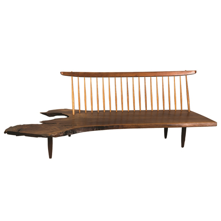 George Nakashima (American, 1905-1990) A Fine Free Form Conoid Bench. George Nakashima (American,