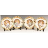 Sevres Porcelain Plates with Art Nouveau Hand Painted and Gilded Women. Sevres Porcelain Plates with