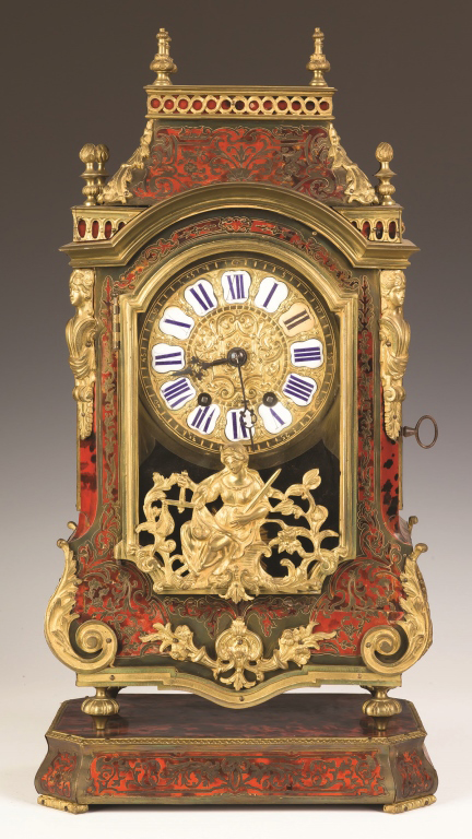 French Boulle and Gilt Bronze Mantle Clock. French Boulle and Gilt Bronze Mantle Clock.