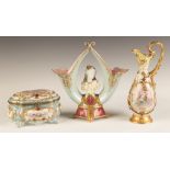 Three Pieces of Hand Painted Porcelain. Three Pieces of Hand Painted Porcelain. All C. 1900. Lto