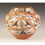 Acoma Olla. Acoma Olla. Circa 1900. Decorated with rainbows and birds. Ht. 11 1/2" Dia. 14". Very