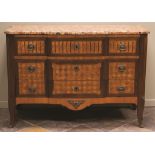 French Inlaid Three Drawer Chest with Marble Top. French Inlaid Three Drawer Chest with Marble