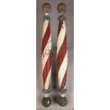 Pair of Barber Poles. Pair of Barber Poles. 19th century. Ht. 36" Max. Dia. 3 1/2". Original iron