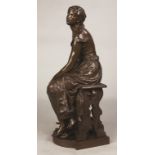 André Paul Arthur Massoulle (French, 1851-1901) "Young Woman Sitting" Bronze. André Paul Arthur