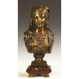 Zacharie Rimbez (French, 19th century) "Jeune Egyptienne" Patinaed Bronze Bust Middle Eastern