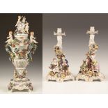Dresden Urn and Candlesticks. Dresden Urn and Candlesticks. 19th century. Dresden Covered Urn with