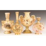 Group of Four Royal Worcester Hand Painted and Enameled Vases. Group of Four Royal Worcester Hand