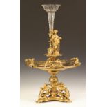 French Gilt Bronze and Cut Glass Centerpiece. French Gilt Bronze and Cut Glass Centerpiece. C. 1900.