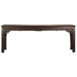 Large Chinese Carved Hardwood Alter Table. Large Chinese Carved Hardwood Alter Table. Ht. 36" L 8'