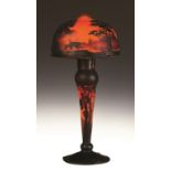 Muller Freres Cameo Lamp with Sunset, Lake and Deer. Muller Freres Cameo Lamp with Sunset, Lake