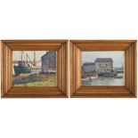 George Renouard (American, 1884-1954) Two dock scenes. George Renouard (American, 1884-1954) Two